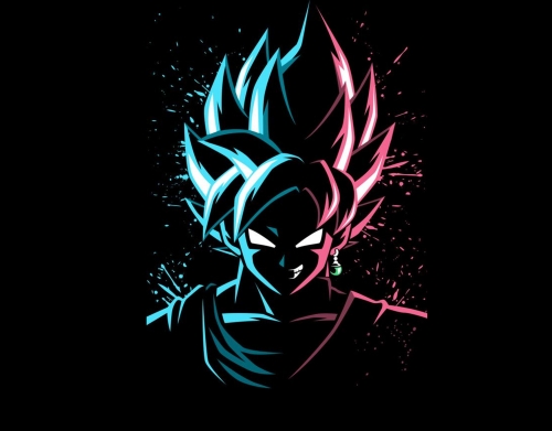 Black Goku Face Art Blue and pink hair handyhüllen