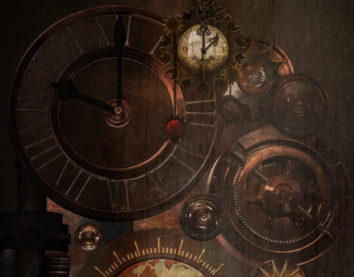 Brown steampunk clocks and gears handyhüllen