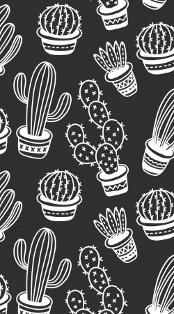 Cactus Pattern Black Vector handyhüllen