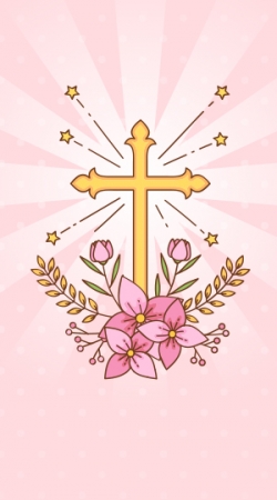 Communion cross with flowers girl handyhüllen