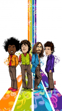 Music Legends: Lennon, Jagger, Dylan & Hendrix handyhüllen