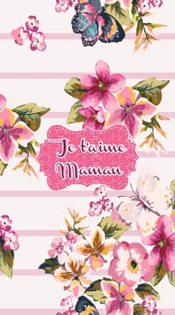 Pink floral Marinière - Je t'aime Maman handyhüllen