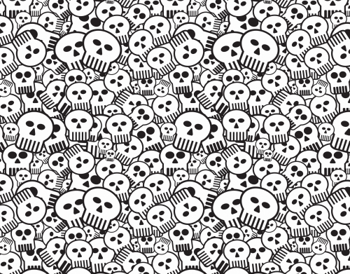 toon skulls, black and white handyhüllen