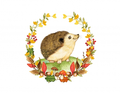 watercolor hedgehog in a fall woodland wreath handyhüllen