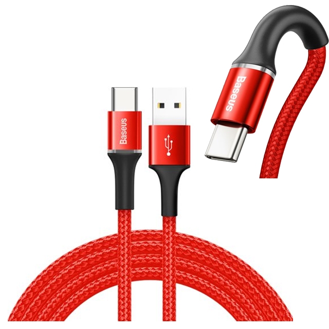 Datenkabel Durable Nylon Braided USB-Kabel / USB-C mit LED-Licht 2A Red 2M