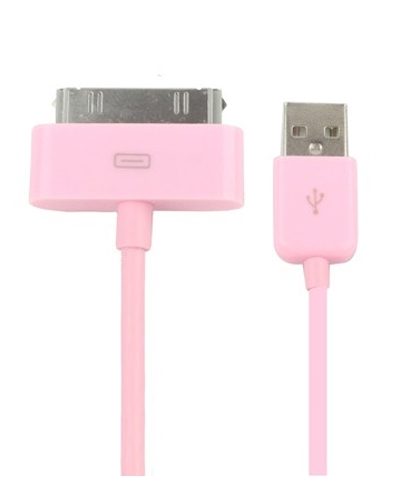 USB Datenkabel für iPhone 4, 4S, 3, 3G, iPad 1, 2, 3, iPod Touch 2G, 3G, 4G, Nano, Classic - Pink