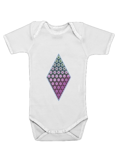 Onesies Baby Abstract bright floral geometric pattern teal pink white