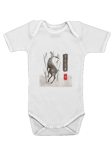 Deer Japan watercolor art für Baby Body