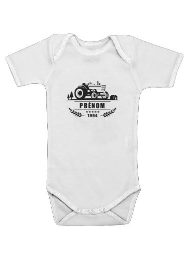 Tractor Logo Natural custom Name Tag für Baby Body