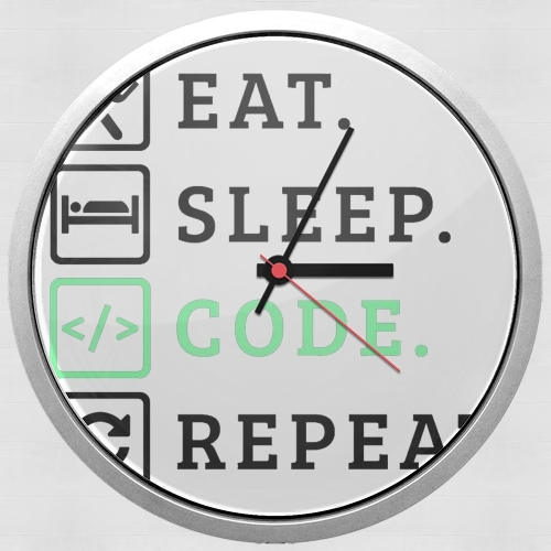 Eat Sleep Code Repeat für Wanduhr