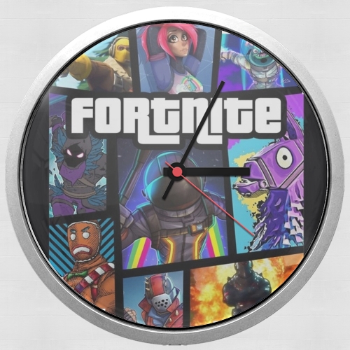 Fortnite - Battle Royale Art Feat GTA für Wanduhr