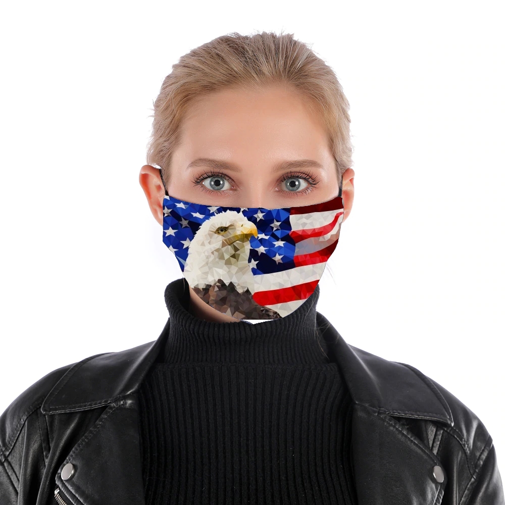 American Eagle and Flag für Nase Mund Maske