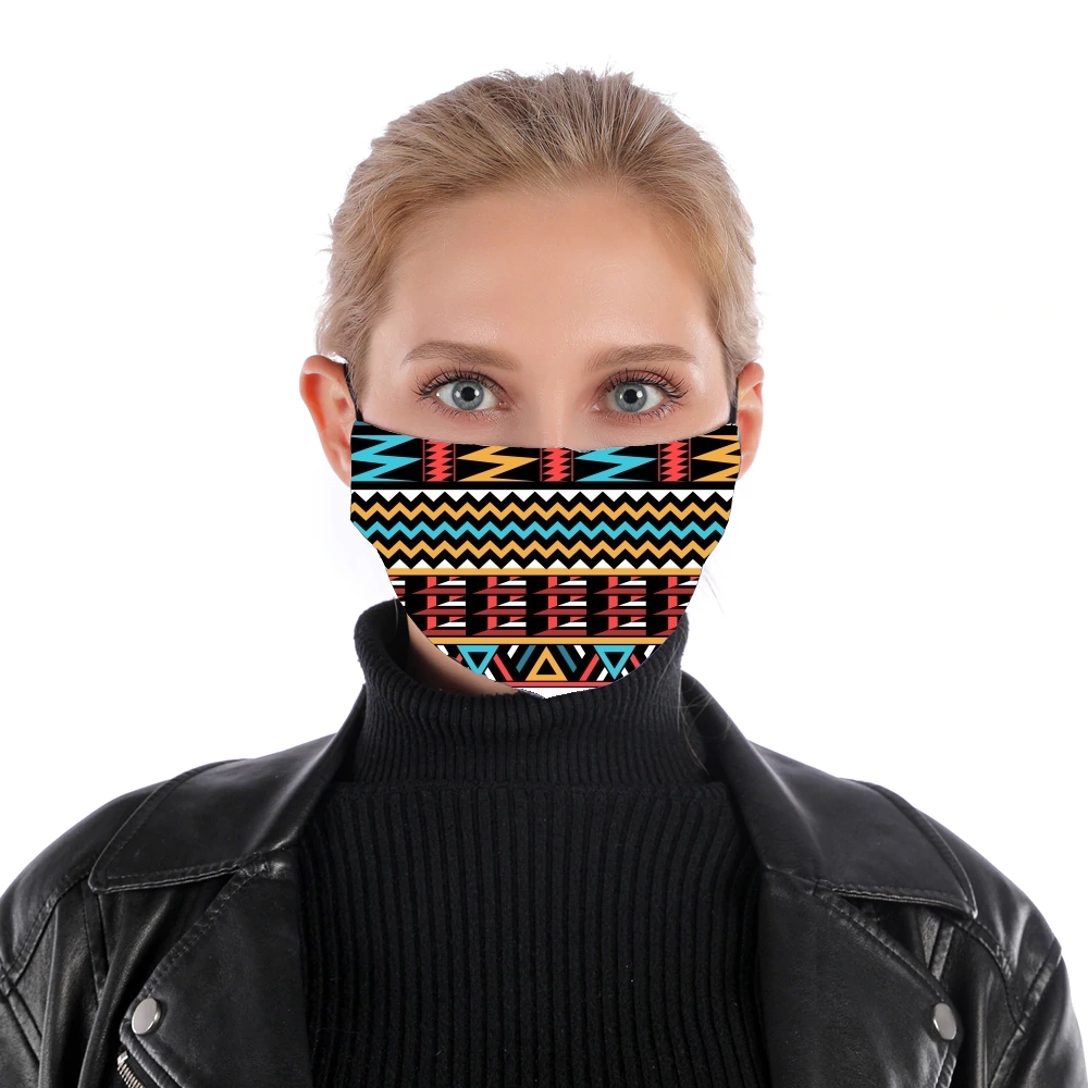 aztec pattern red Tribal für Nase Mund Maske