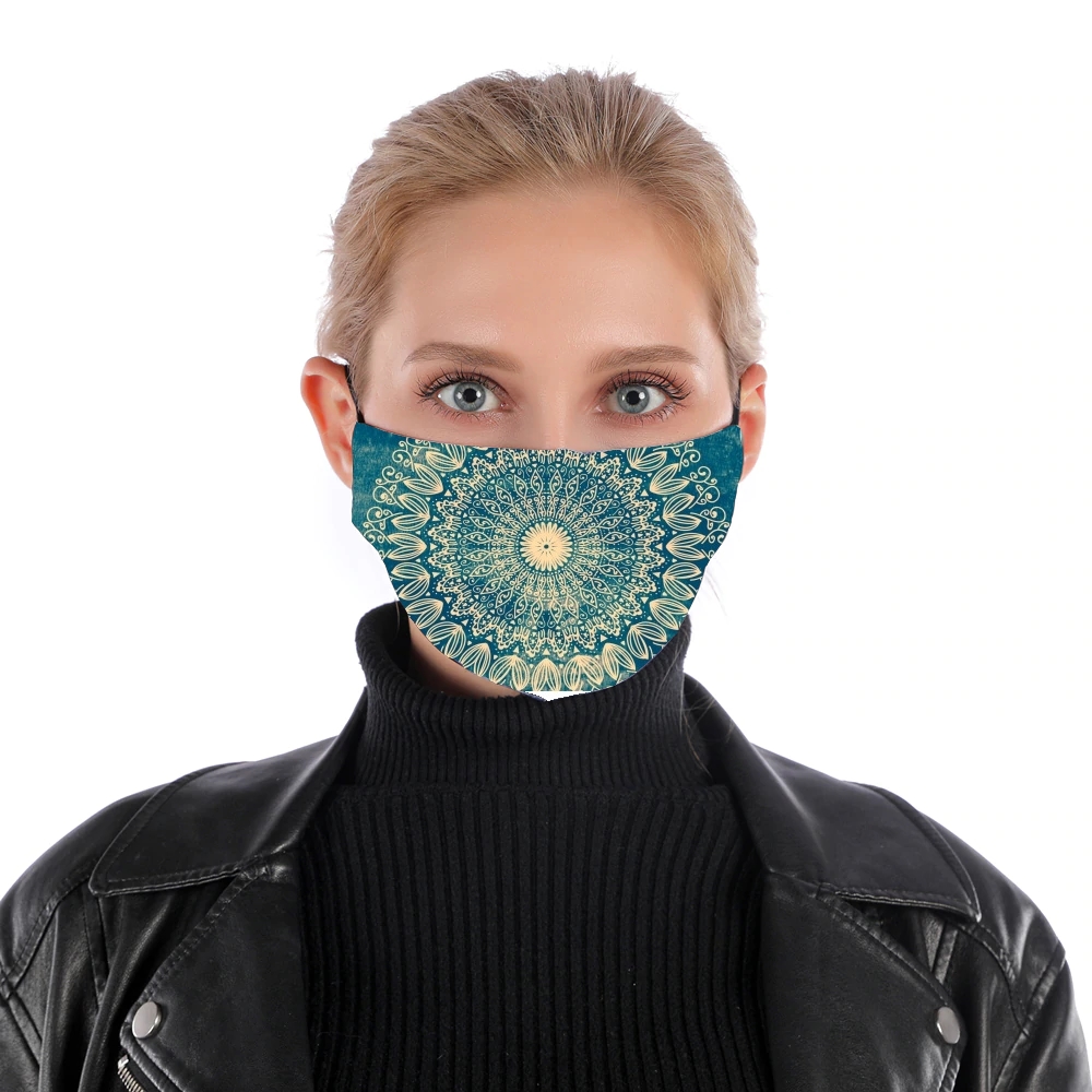 Blue Organic boho mandala für Nase Mund Maske