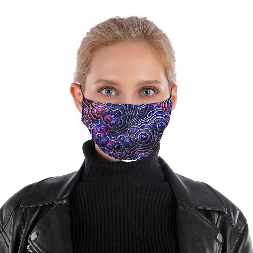 Blue pink bubble cells pattern für Nase Mund Maske