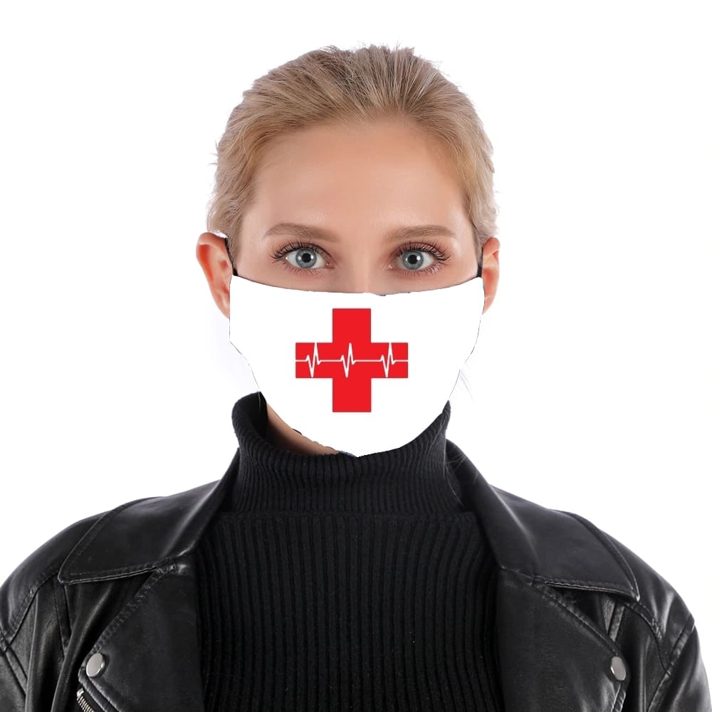 Croix de secourisme EKG Heartbeat für Nase Mund Maske