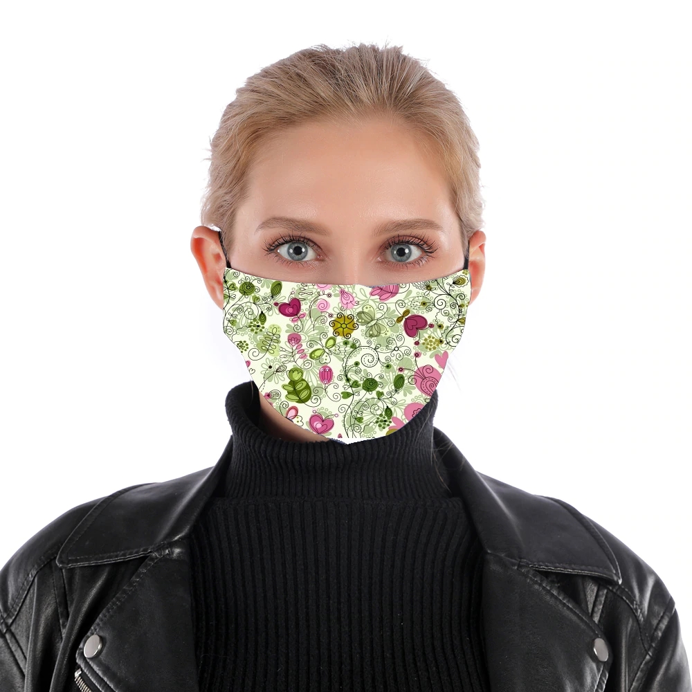 doodle flowers für Nase Mund Maske