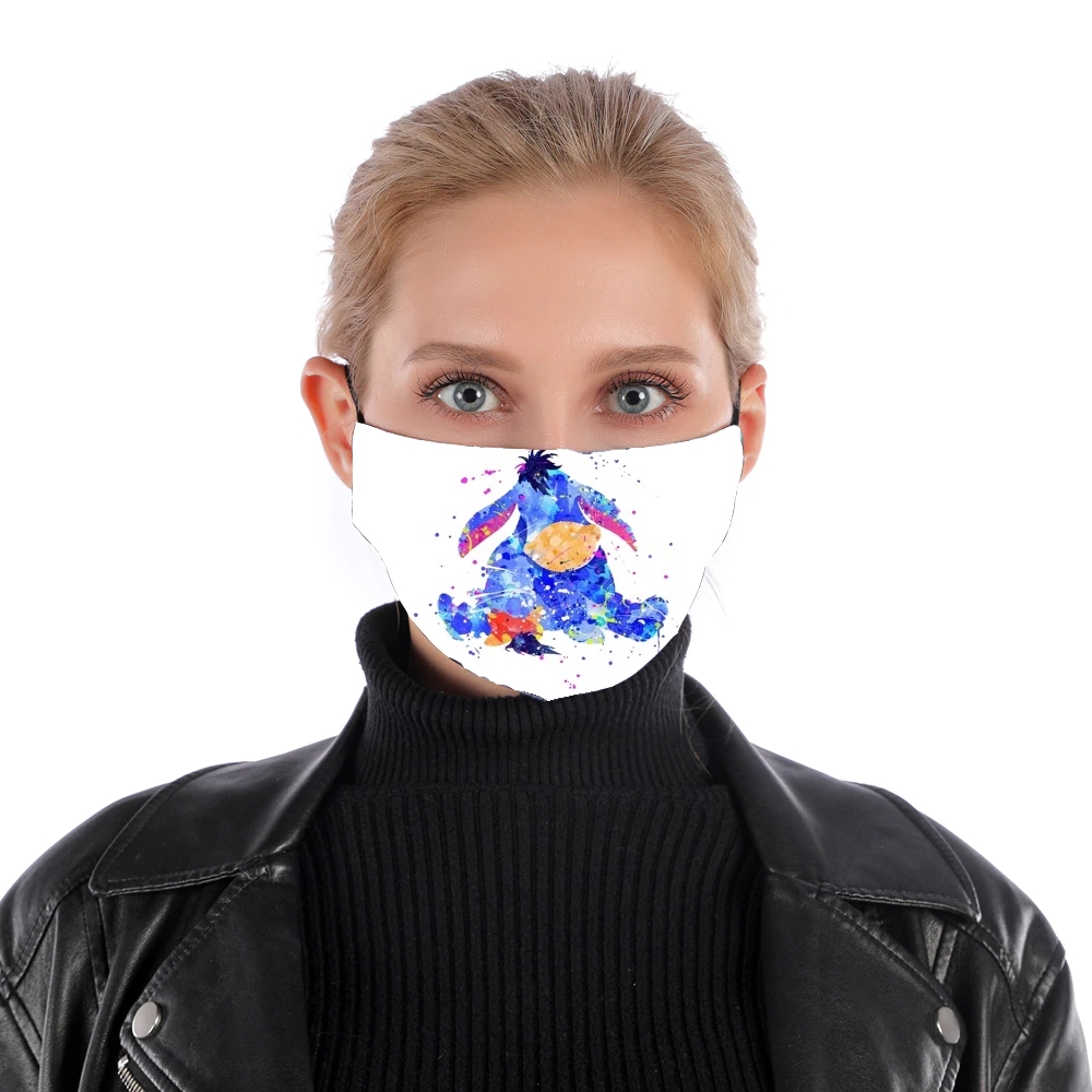 Eyeore Water color style für Nase Mund Maske
