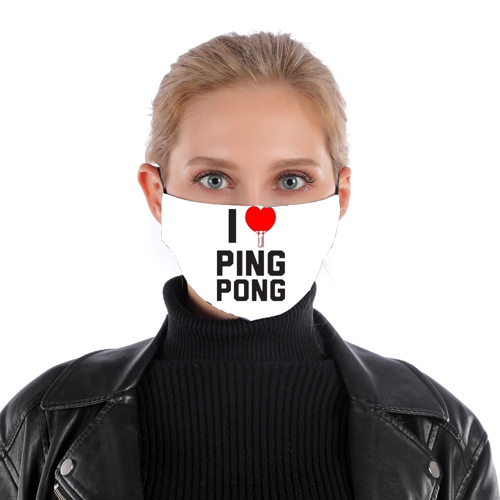 I love Ping Pong für Nase Mund Maske