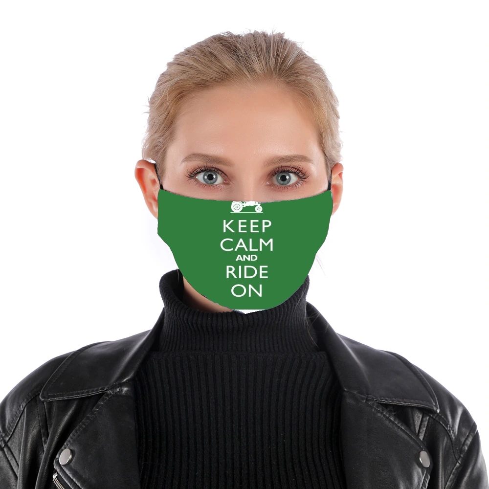 Keep Calm And ride on Tractor für Nase Mund Maske
