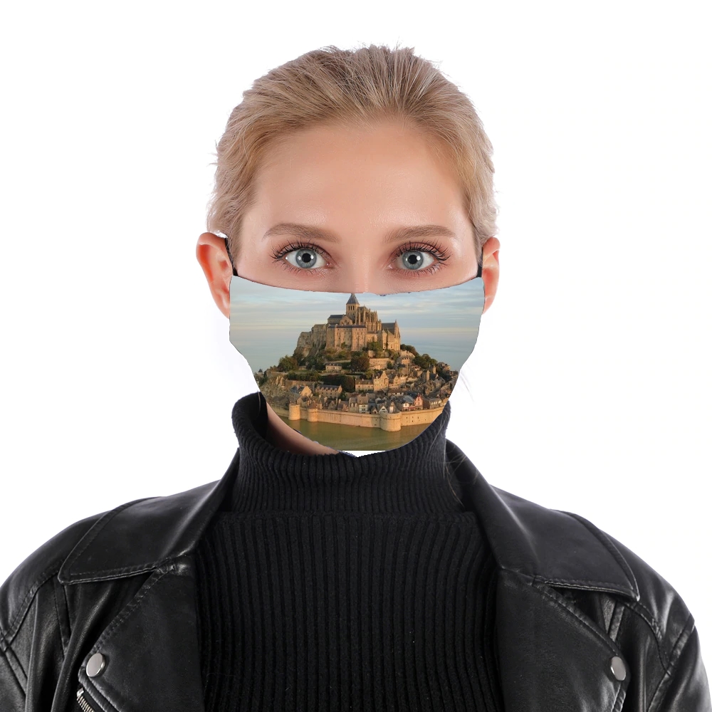 Mont Saint Michel PostCard für Nase Mund Maske