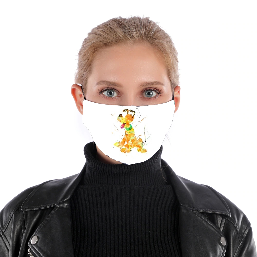 Pluto watercolor art für Nase Mund Maske