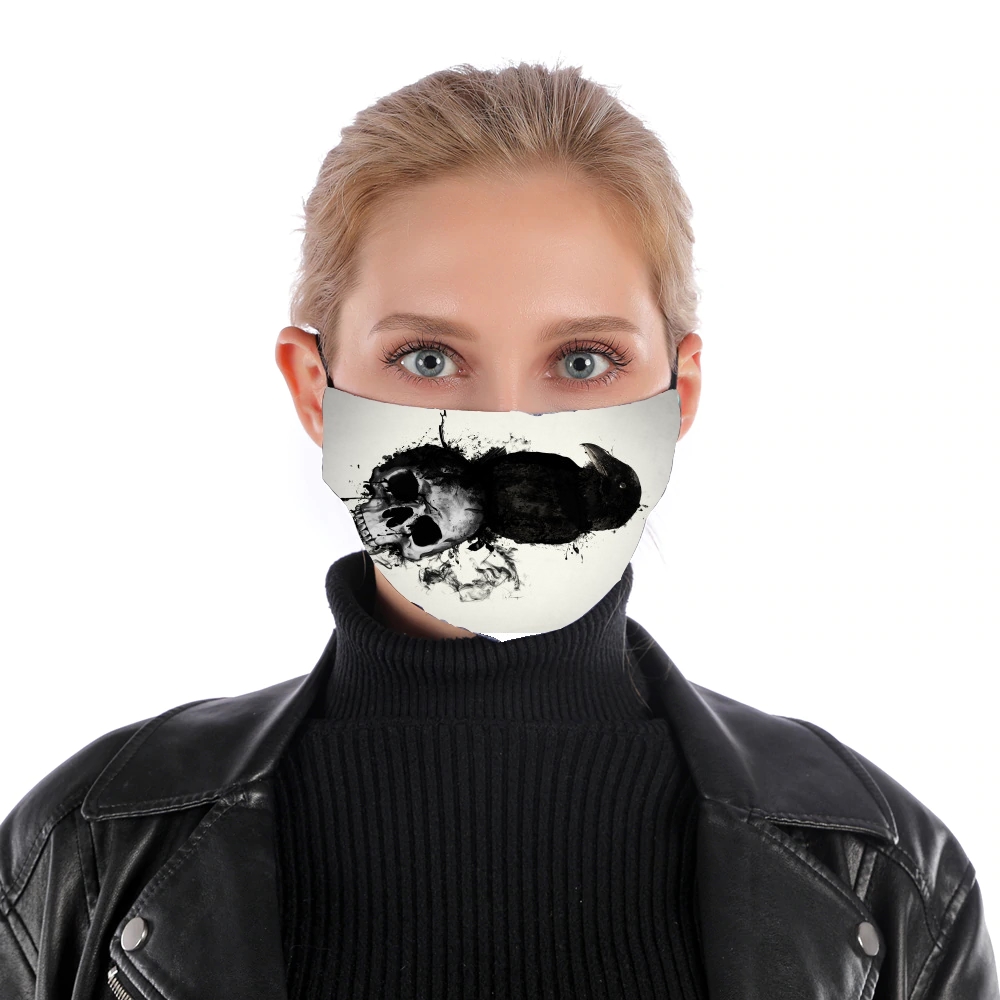 Raven and Skull für Nase Mund Maske