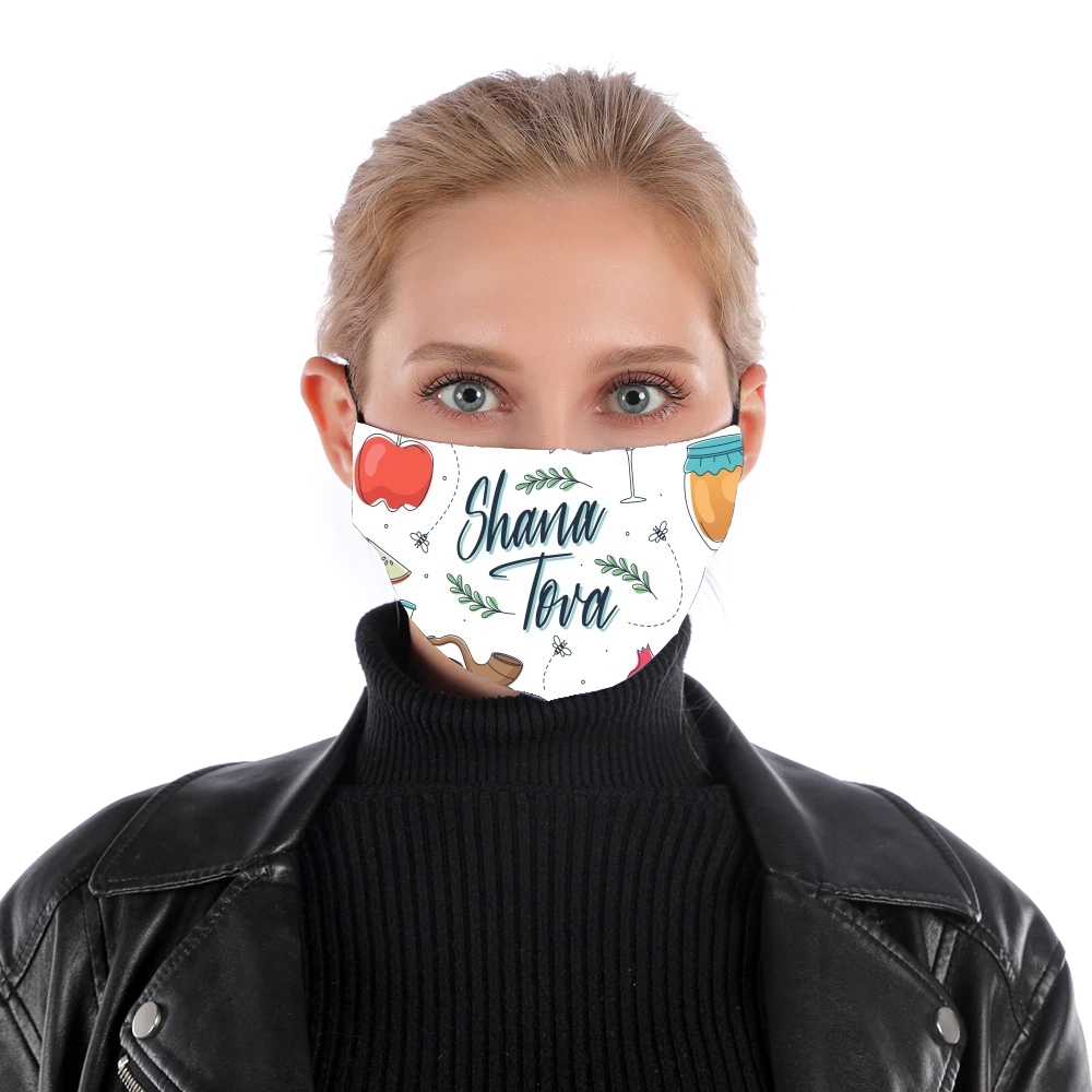 Shana tova Doodle für Nase Mund Maske