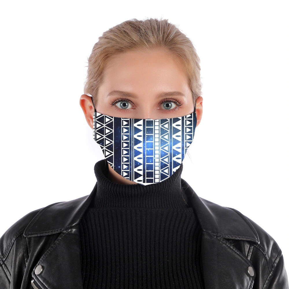 Tribal Aztec Muster-Blau für Nase Mund Maske
