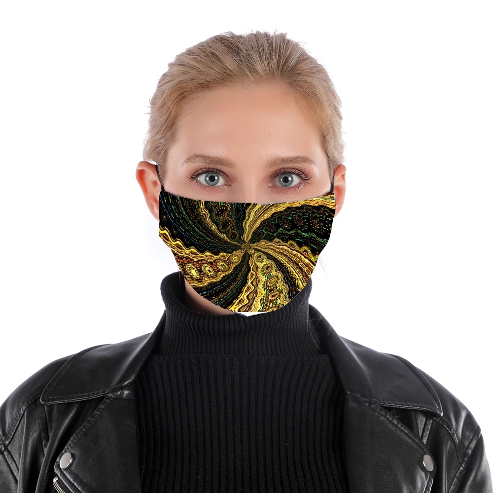 Twirl and Twist black and gold für Nase Mund Maske