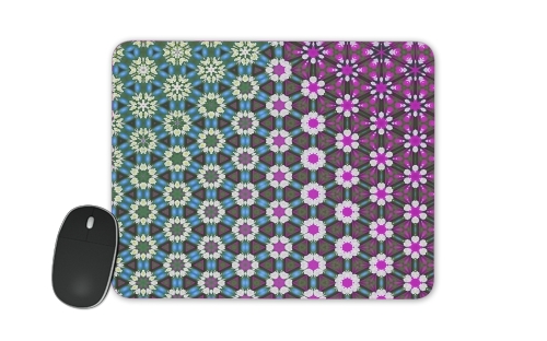 Abstract bright floral geometric pattern teal pink white für Mousepad