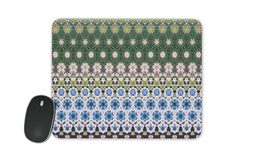Abstract ethnic floral stripe pattern white blue green für Mousepad