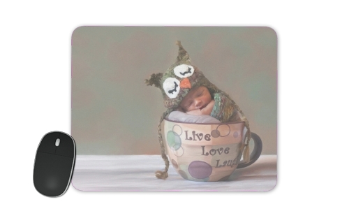 Painting Baby With Owl Cap in a Teacup für Mousepad