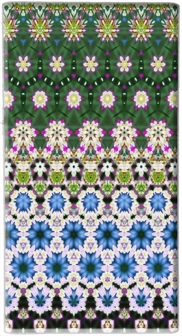 Abstract ethnic floral stripe pattern white blue green für Tragbare externe Backup-Batterie 1000mAh Micro-USB