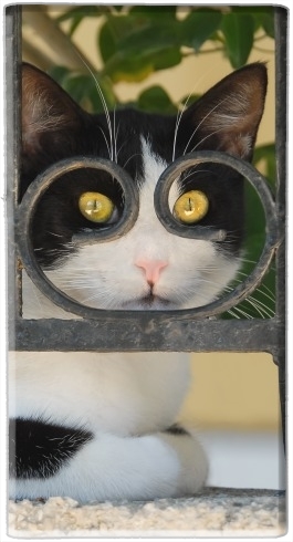 Katze mit Brille, sie schaut durch einen schmiedeeisernen Zaun  für Tragbare externe Backup-Batterie 1000mAh Micro-USB
