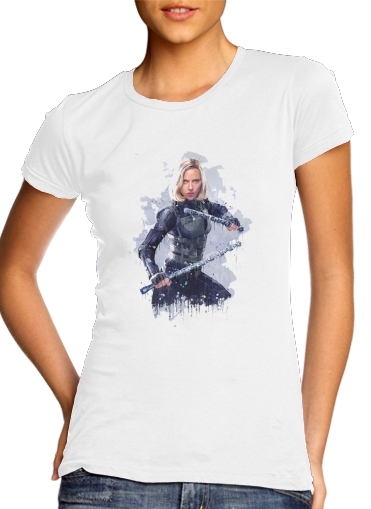 Black Widow Watercolor art für Damen T-Shirt