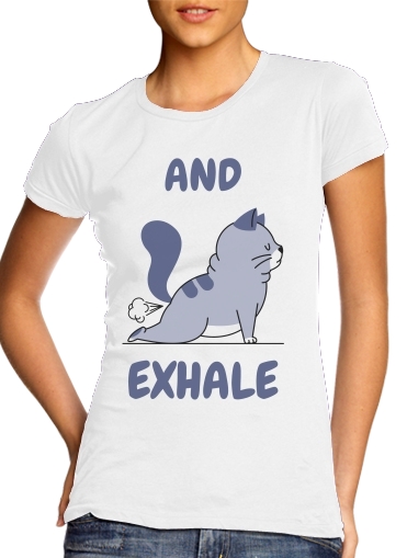 Cat Yoga Exhale für Damen T-Shirt