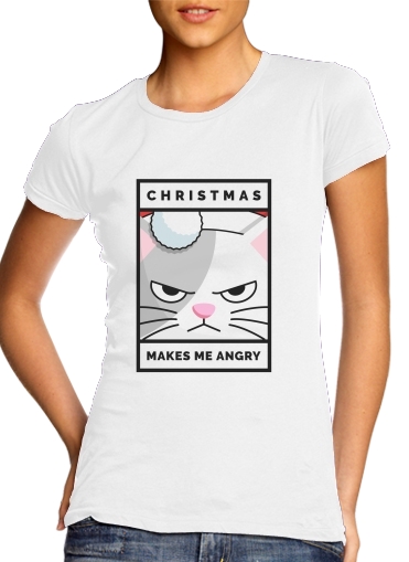 Christmas makes me Angry cat für Damen T-Shirt