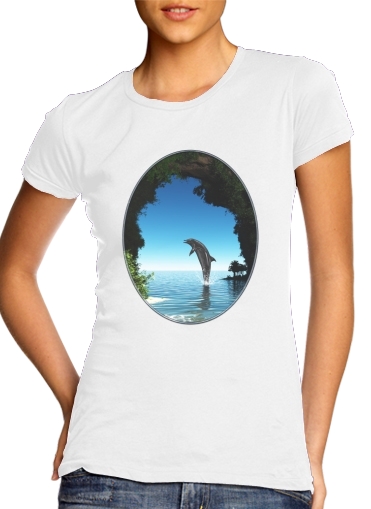 Dolphin in a hidden cave für Damen T-Shirt