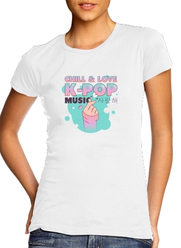 Hand Drawn Finger Heart Chill Love Music Kpop für Damen T-Shirt