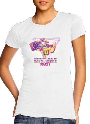 Retrowave party nightclub dj neon für Damen T-Shirt