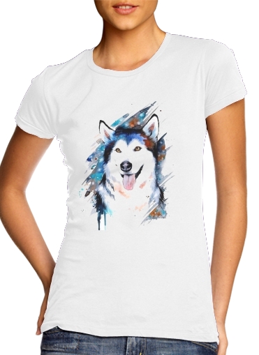  siberian husky watercolor für Damen T-Shirt