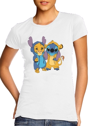 Simba X Stitch best friends für Damen T-Shirt