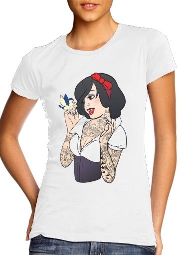 Snow White Tattoo Bird für Damen T-Shirt