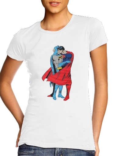 Superman And Batman Kissing For Equality für Damen T-Shirt