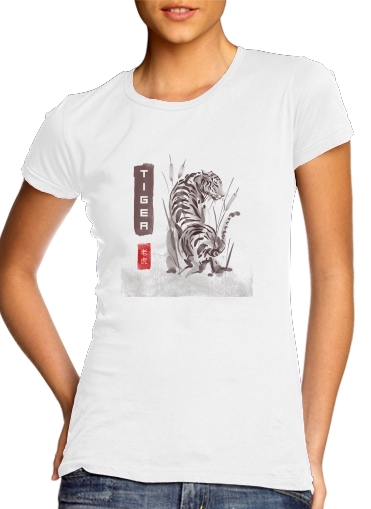 Tiger Japan Watercolor Art für Damen T-Shirt
