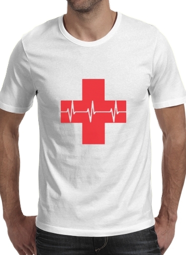 Croix de secourisme EKG Heartbeat für Männer T-Shirt
