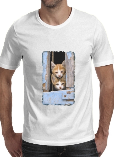 Junge Katzenkinder in einem alten Fenster für Männer T-Shirt
