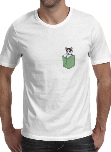 Husky Dog in the pocket für Männer T-Shirt