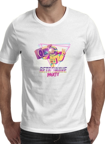Retrowave party nightclub dj neon für Männer T-Shirt